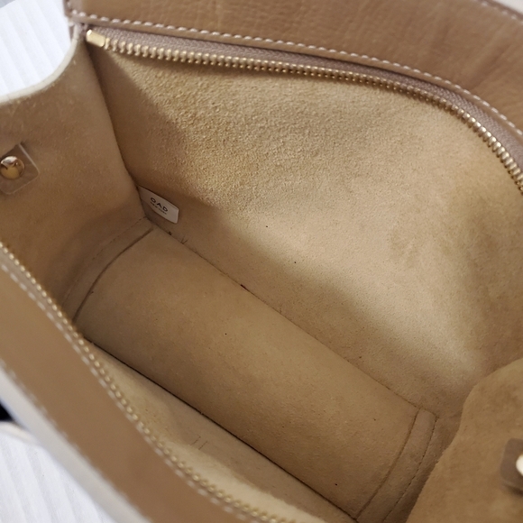 OAD Beige Mini Kit Zip Satchel/Crossbody Pebble Grain Leather Bag - Picture 10 of 13